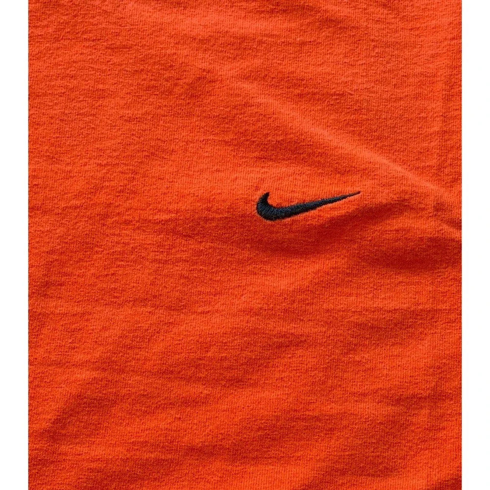 Nike Mens Embroidered Swoosh Logo T-Shirt Orange Cotton Short Sleeve Large